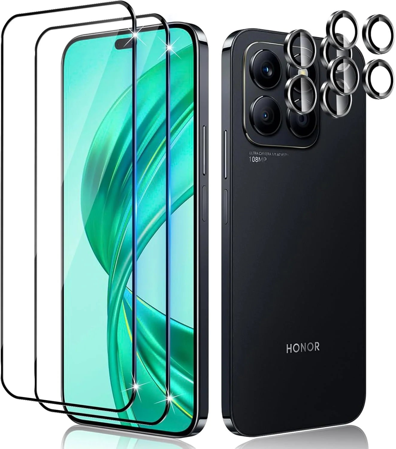 محافظ صفحه نمایش Lutree برای Honor X8b - 2 عدد شیشه حرارت دیده و 2 عدد فیلم محافظ دوربین، سختی 9H HD ضد خش