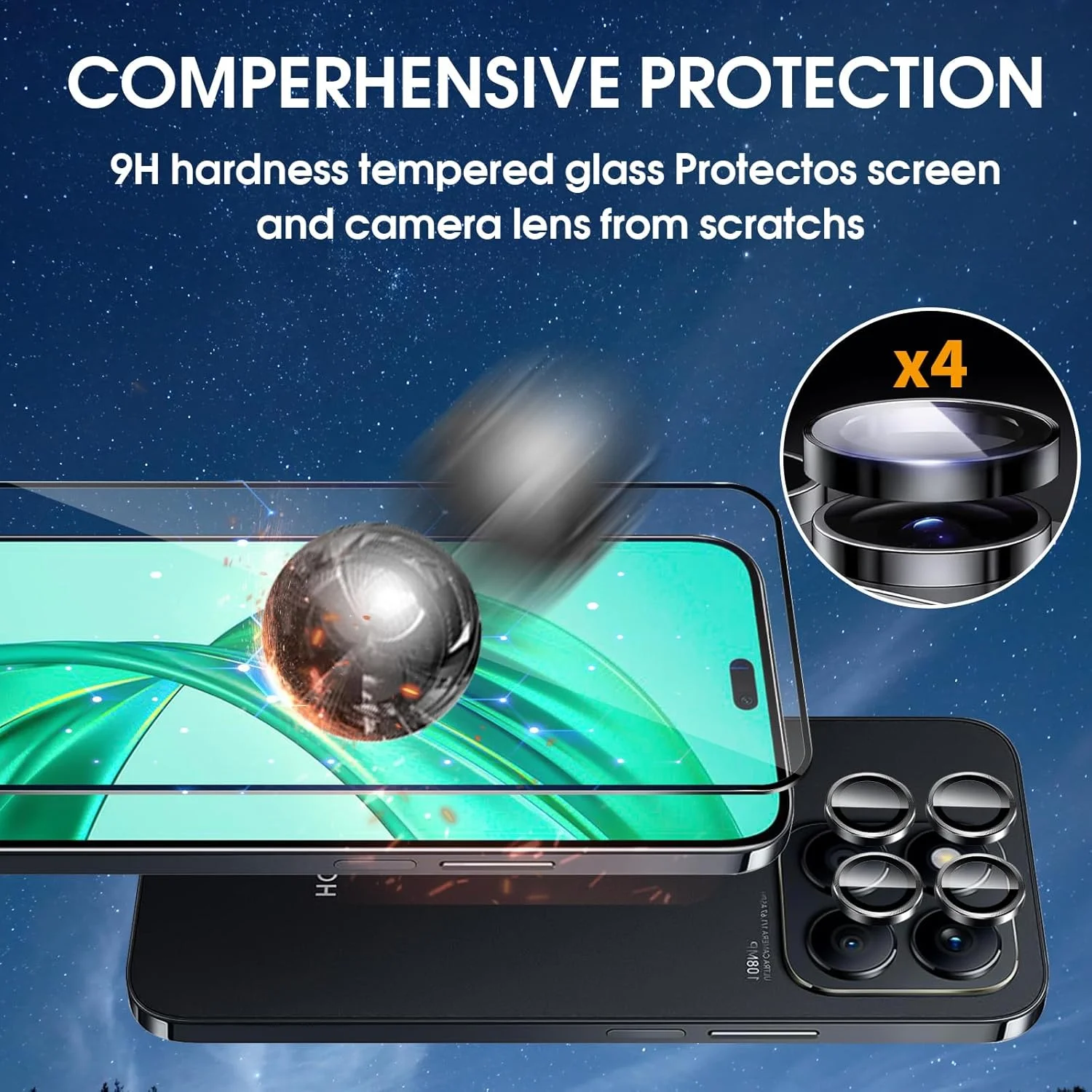 محافظ صفحه نمایش Lutree برای Honor X8b - 2 عدد شیشه حرارت دیده و 2 عدد فیلم محافظ دوربین، سختی 9H HD ضد خش