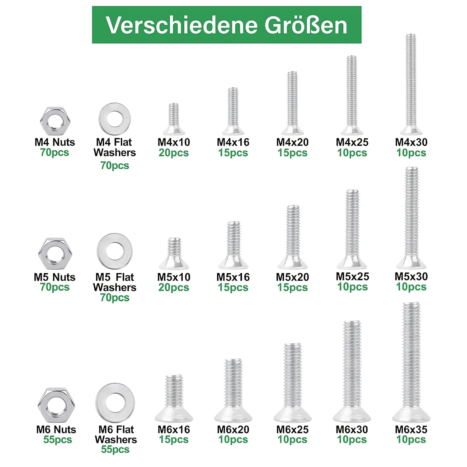 مجموعه پیچ و مهره 585 عددی VIGRUE Foliv شامل پیچ های M4 M5 M6 با سر تخت و دکمه ای، مهره و واشر استیل 304 به همراه جعبه نگهداری مجموعه پیچ و مهره 585 عددی VIGRUE Foliv شامل پیچ های M4 M5 M6 با سر تخت و دکمه ای، مهره و واشر استیل 304 به همراه جعبه نگهداری