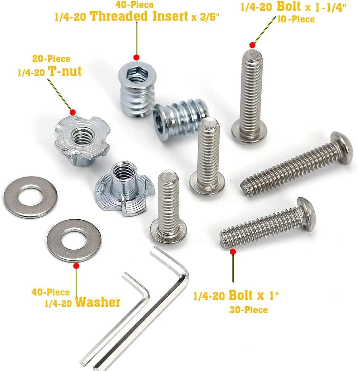 مهره های چوبی رزوه ای ریگو با رزوه 1/4-20، مهره های تی، پیچ های سر دکمه ای تمام رزوه ای با سوکت شش گوش 1 اینچ، 1-1/4 اینچ و واشر مهره های چوبی رزوه ای ریگو با رزوه 1/4-20، مهره های تی، پیچ های سر دکمه ای تمام رزوه ای با سوکت شش گوش 1 اینچ، 1-1/4 اینچ و واشر