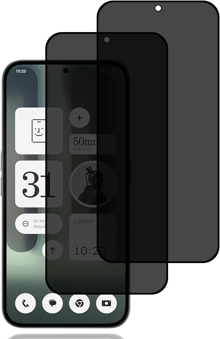 محافظ صفحه نمایش حریم خصوصی برای Nothing Phone 2a Plus [بسته 2 عددی]، فیلم شیشه ای حرارت دیده ضد جاسوسی، سختی 9H، ضد خش، ضد اثر انگشت، بدون حباب، محافظ صفحه نمایش ضد جاسوسی برای Nothing Phone (2a) Plus