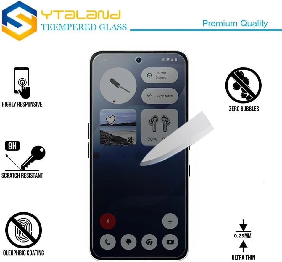محافظ صفحه نمایش حریم خصوصی Ytaland بسته 2 عددی برای Nothing Phone 3a Pro، شیشه محافظ ضد جاسوسی، فیلم محافظ صفحه نمایش حریم خصوصی، [ضد جاسوسی] [سختی 9H برای شیشه حرارت دیده] [بدون حباب]
