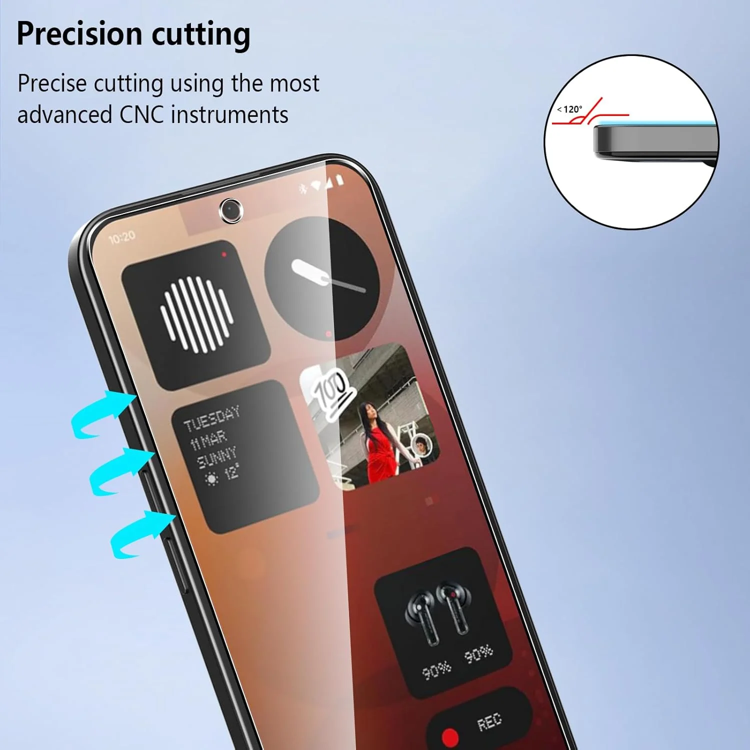 بسته پولاچی شامل 2 محافظ صفحه نمایش شیشه ای حرارت دیده و 2 محافظ لنز دوربین برای ناتینگ فون (3a)، محافظ صفحه نمایش با سختی 9H، ضد خش