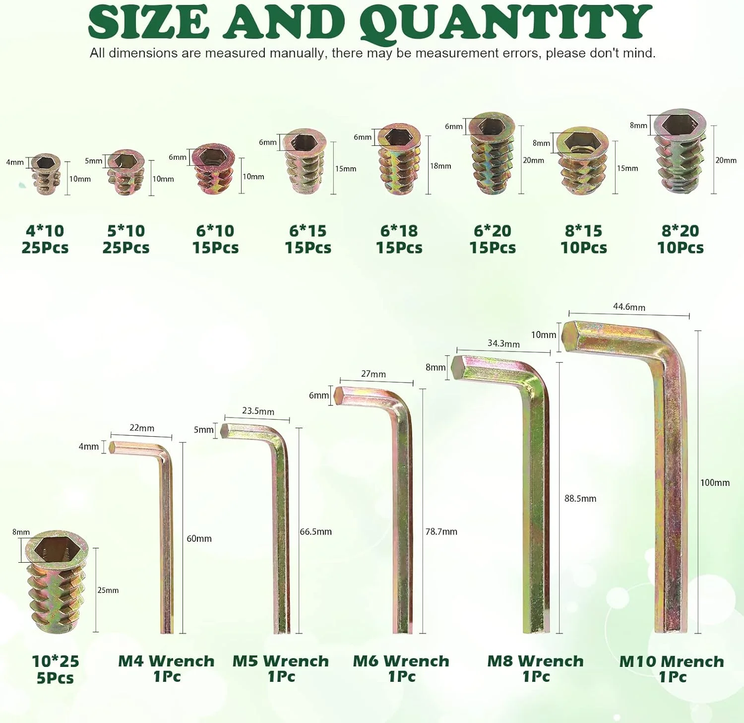 مجموعه 140 عددی مهره های رزوه ای روکش روی Keadic در 9 سایز M4 M5 M6 M8 M10 به همراه آچار آلن، مهره های چوبی با درایو شش گوش، اتصال دهنده پیچ و مهره برای مبلمان چوبی مجموعه 140 عددی مهره های رزوه ای روکش روی Keadic در 9 سایز M4 M5 M6 M8 M10 به همراه آچار آلن، مهره های چوبی با درایو شش گوش، اتصال دهنده پیچ و مهره برای مبلمان چوبی