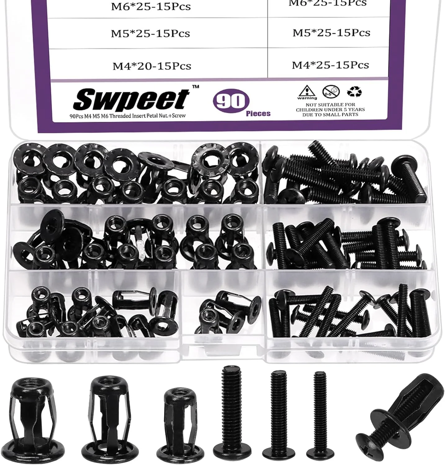 مجموعه 90 عددی مهره های پرچ توخالی Swpeet M4 M5 M6 به همراه پیچ های ماشین با سر خزینه تخت، مهره های گلبرگی رزوه ای، مهره انبساطی، پیچ های مهره ای، پیچ های سر تخت فیلیپس برای دیوار توخالی مجموعه 90 عددی مهره های پرچ توخالی Swpeet M4 M5 M6 به همراه پیچ های ماشین با سر خزینه تخت، مهره های گلبرگی رزوه ای، مهره انبساطی، پیچ های مهره ای، پیچ های سر تخت فیلیپس برای دیوار توخالی