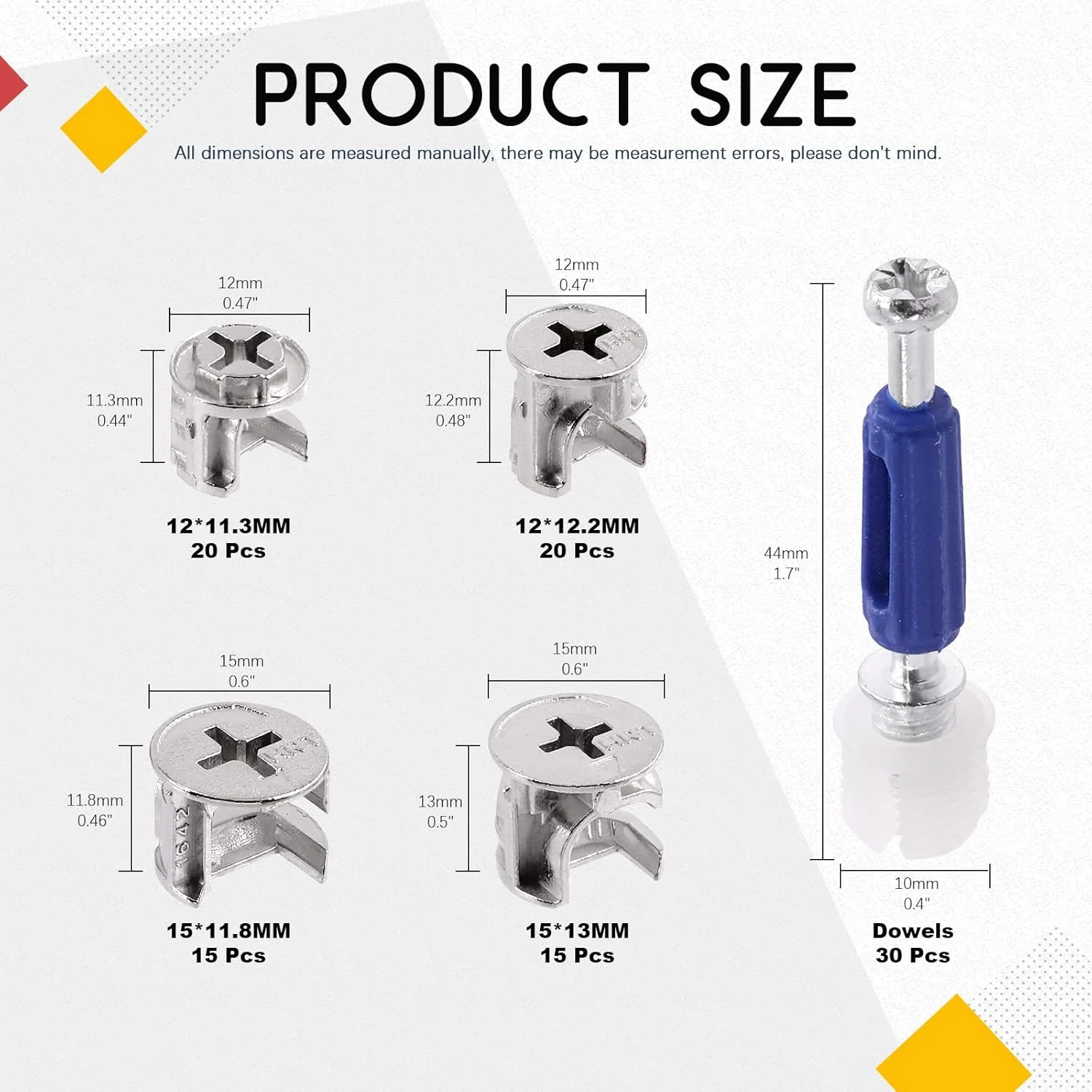 اتصالات قفل بادامکی مبلمان 3 در 1 هیلیچی 100 عددی با میخ چوبی، پیچ های غیرعادی، اتصالات اتصال دهنده مبلمان، سخت افزار اتصالات کابینت (15x13/15x11.8/12x11.3/12x12.2mm) اتصالات قفل بادامکی مبلمان 3 در 1 هیلیچی 100 عددی با میخ چوبی، پیچ های غیرعادی، اتصالات اتصال دهنده مبلمان، سخت افزار اتصالات کابینت (15x13/15x11.8/12x11.3/12x12.2mm)