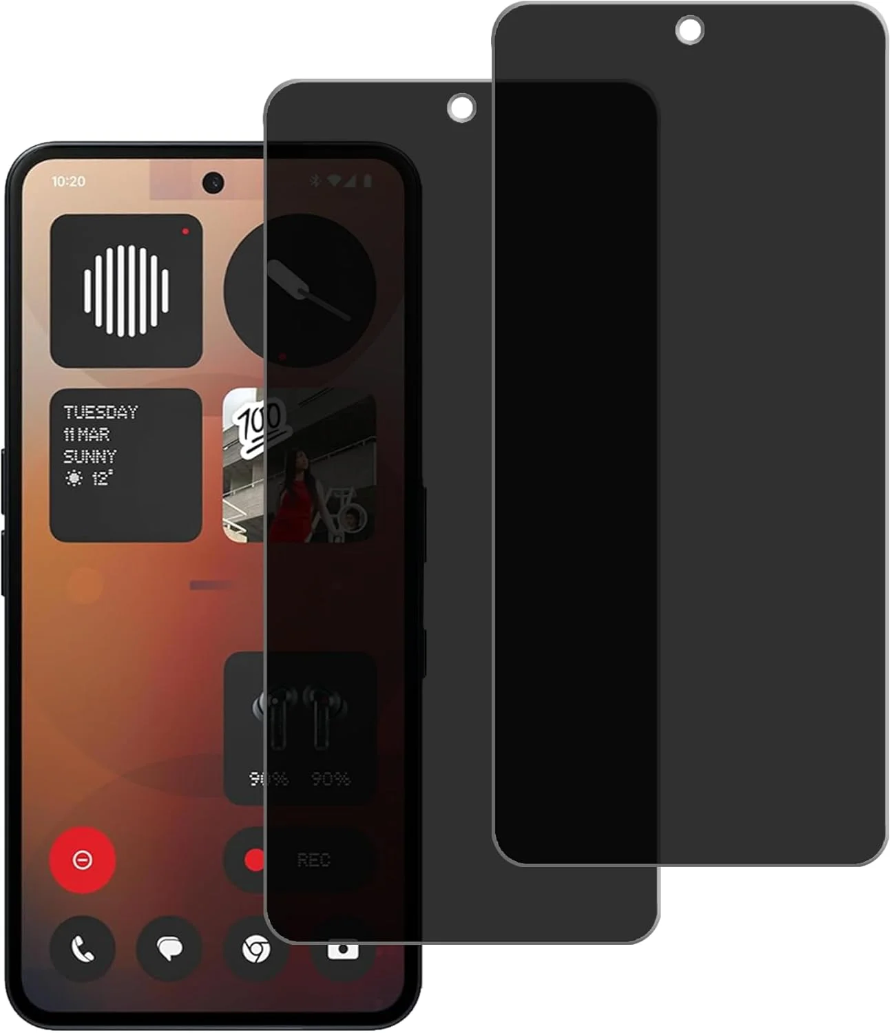 محافظ صفحه نمایش حریم خصوصی گوشی ناتینگ فون 3a / ناتینگ فون 3a پرو، شیشه حرارت دیده ضد جاسوسی، ضد خش (2 عدد)