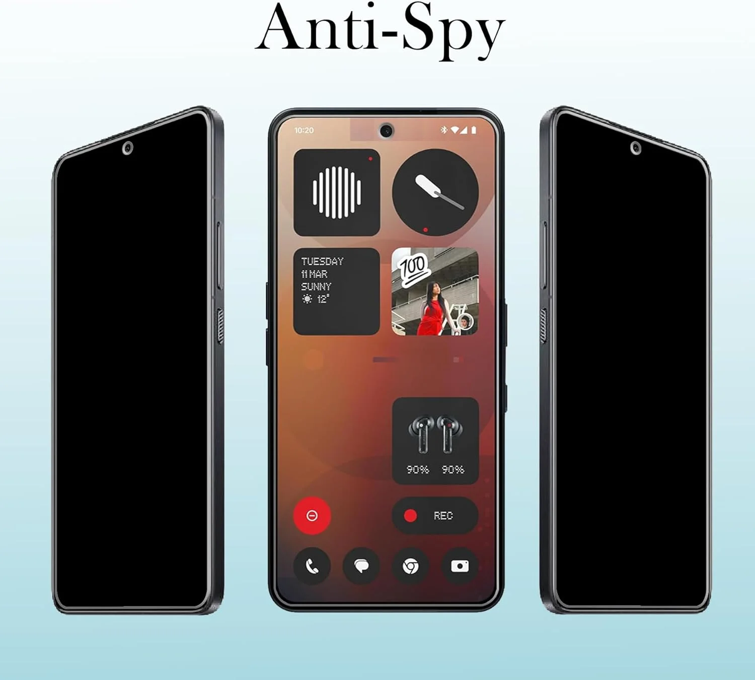 محافظ صفحه نمایش حریم خصوصی گوشی ناتینگ فون 3a / ناتینگ فون 3a پرو، شیشه حرارت دیده ضد جاسوسی، ضد خش (2 عدد)