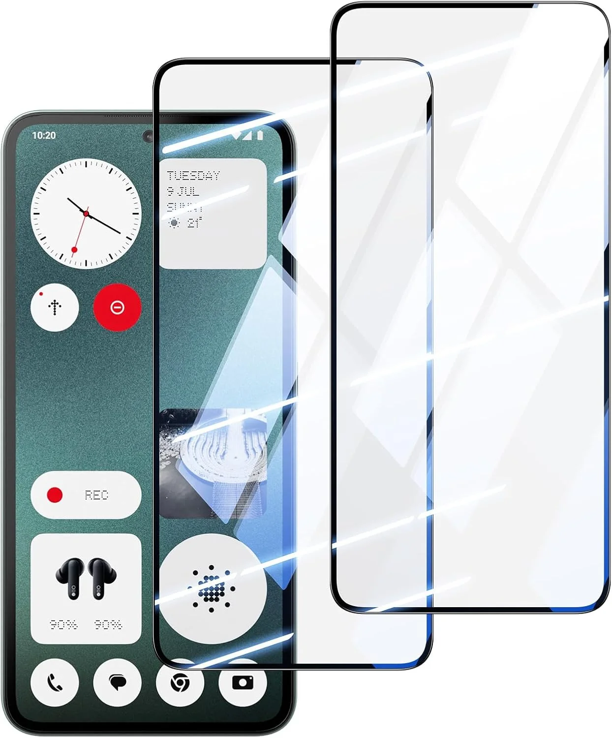 محافظ صفحه نمایش شیشه ای فولیو [2 عددی] برای Nothing CMF Phone 1، شیشه حرارت دیده [چسب کامل] [پوشش کامل] [بدون حباب] [ضد خش] HD شفاف و بسیار حساس برای Nothing CMF Phone 1 2024