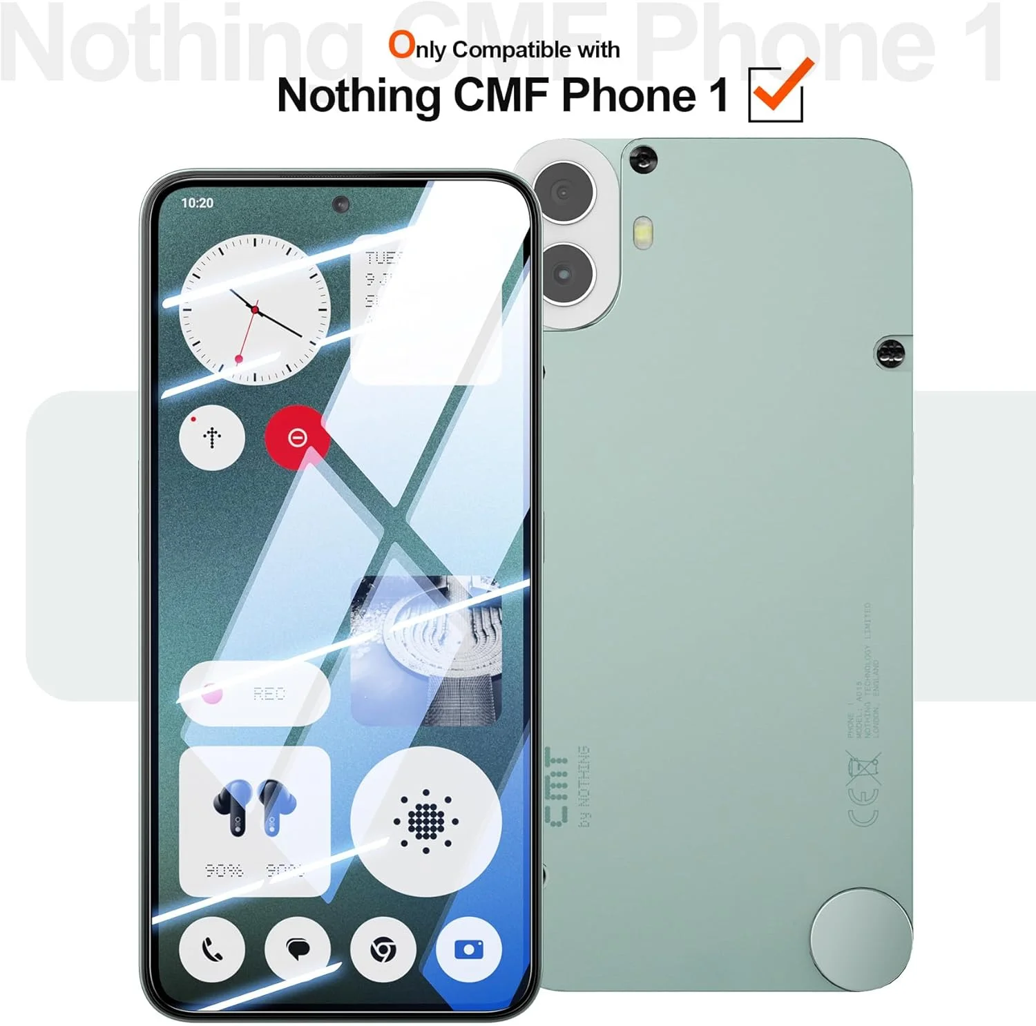 محافظ صفحه نمایش شیشه ای فولیو [2 عددی] برای Nothing CMF Phone 1، شیشه حرارت دیده [چسب کامل] [پوشش کامل] [بدون حباب] [ضد خش] HD شفاف و بسیار حساس برای Nothing CMF Phone 1 2024