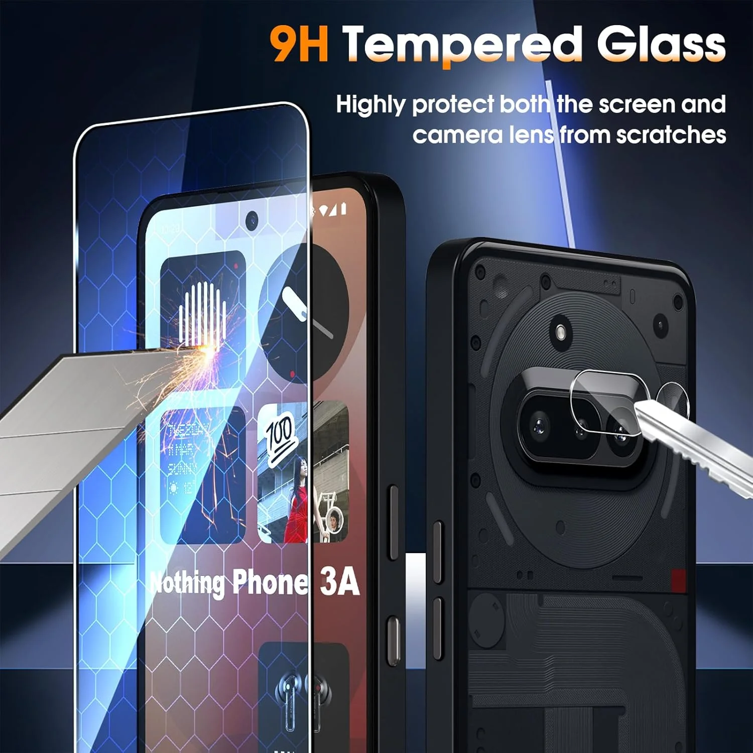 محافظ صفحه نمایش شیشه ای حرارت دیده Locofun برای ناتینگ فون 3A 5G، 2 عدد فیلم محافظ صفحه نمایش با 2 عدد محافظ دوربین عقب، فیلم لنز شیشه ای حرارت دیده فوق العاده HD با سختی 9H