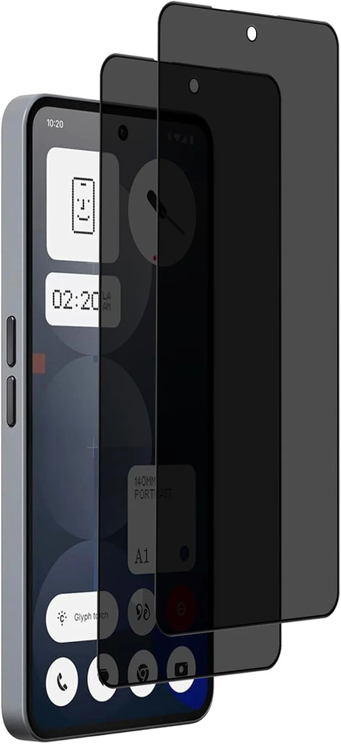 محافظ صفحه نمایش حریم خصوصی MiKoyi برای ناتینگ فون (3a) Pro 5G، [بسته 2 عددی] محافظ صفحه نمایش شیشه ای حرارت دیده با سختی 9H برای ناتینگ فون 3A Pro 5G