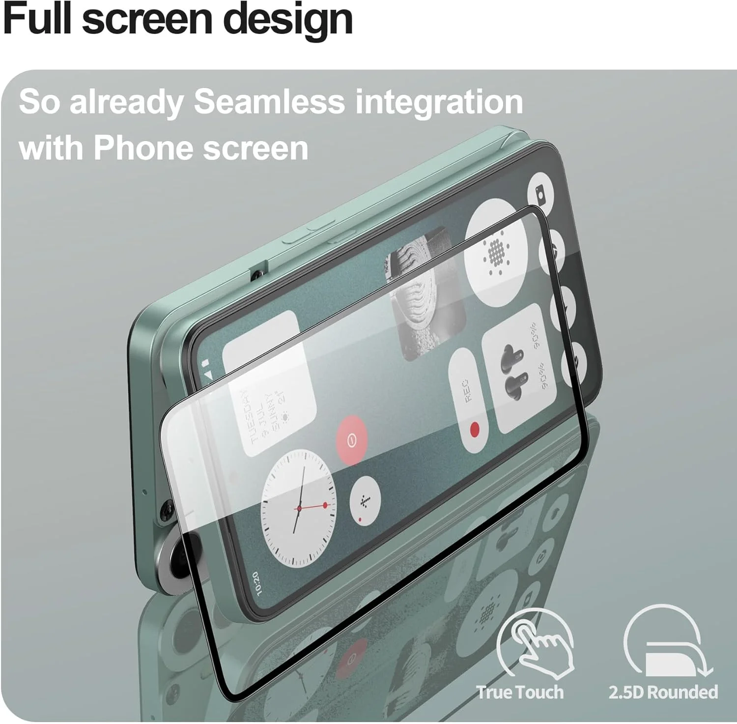 محافظ صفحه نمایش شیشه ای فولیو [2 عددی] برای Nothing CMF Phone 1، شیشه حرارت دیده [چسب کامل] [پوشش کامل] [بدون حباب] [ضد خش] HD شفاف و بسیار حساس برای Nothing CMF Phone 1 2024