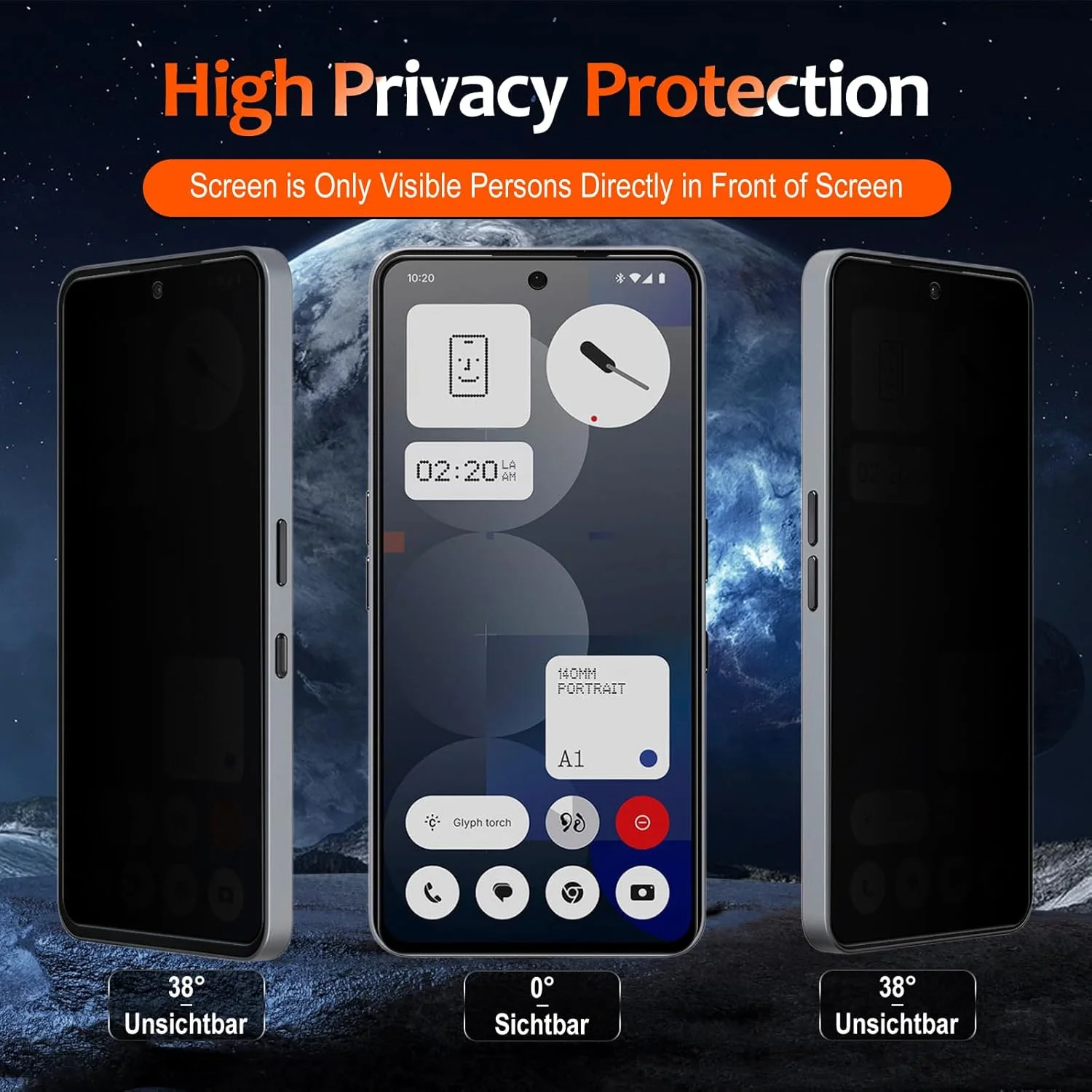 محافظ صفحه نمایش حریم خصوصی MiKoyi برای ناتینگ فون (3a) Pro 5G، [بسته 2 عددی] محافظ صفحه نمایش شیشه ای حرارت دیده با سختی 9H برای ناتینگ فون 3A Pro 5G