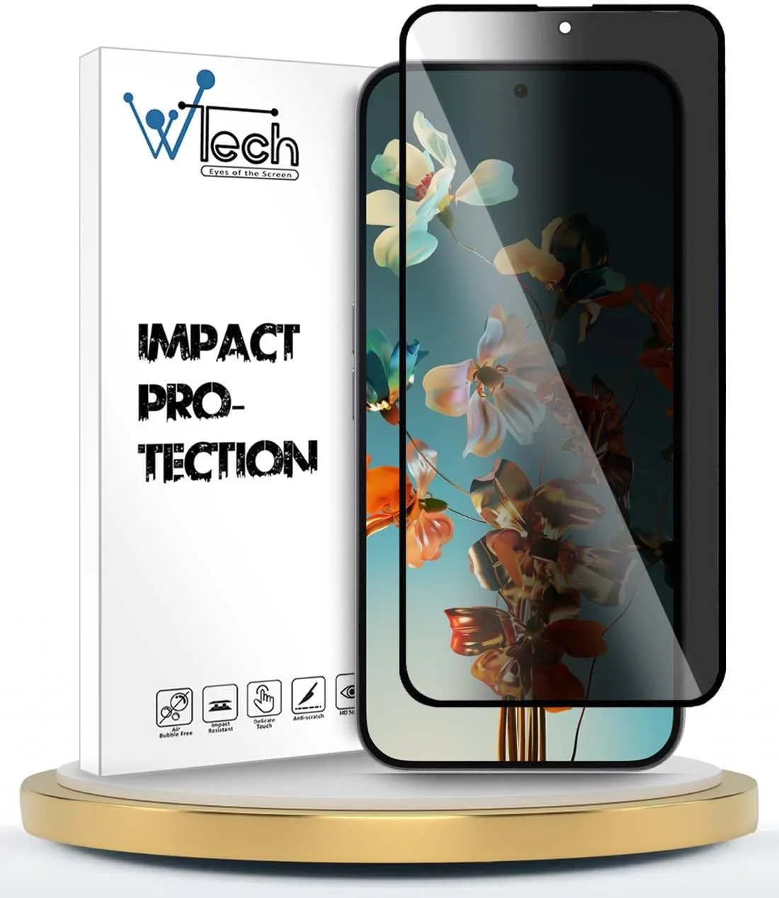 محافظ صفحه نمایش برای ناتینگ فون (2a) پلاس 5G 2024 (شیشه حرارت دیده تمام چسب پوشش کامل حریم خصوصی سری WTech Premium E2E - شفاف/مشکی)