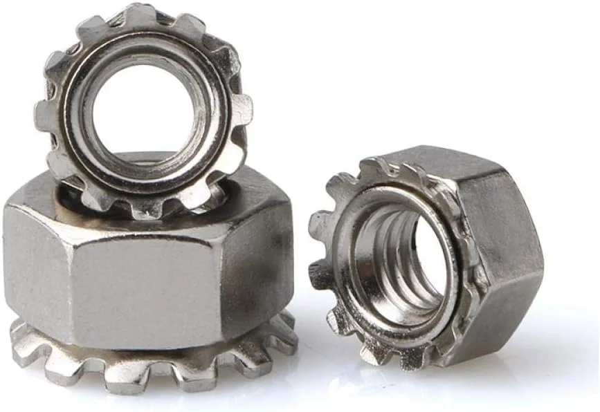 مهره K-type طبیعی، مهره 304K، مهره دندانه دار، مهره پیچ چند دندانه، مهره پیچ و مهره، M5 [10 عدد] کلاهک 304K