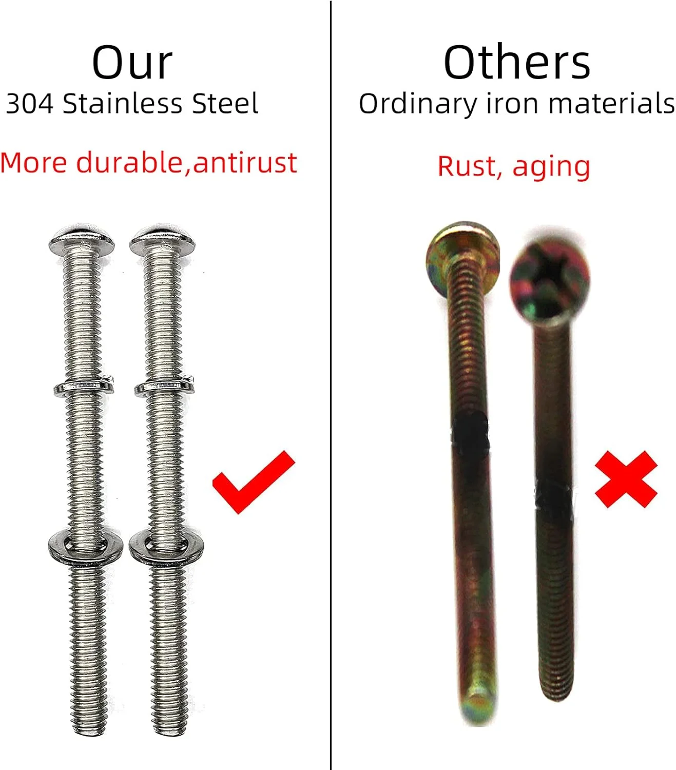 کیت سخت افزاری یونیورسال تاج تخت و تخته پایینی - مهره ها و پیچ و مهره های فولادی ضد زنگ 304 برای قاب تخت، تاج تخت و تخته پایینی (طول کل پیچ 3 اینچ است)