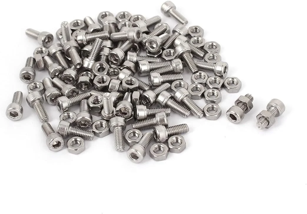 uxcell پیچ و مهره سر استوانه ای آجدار با سوکت شش گوش M4x10mm، مجموعه 50 عددی