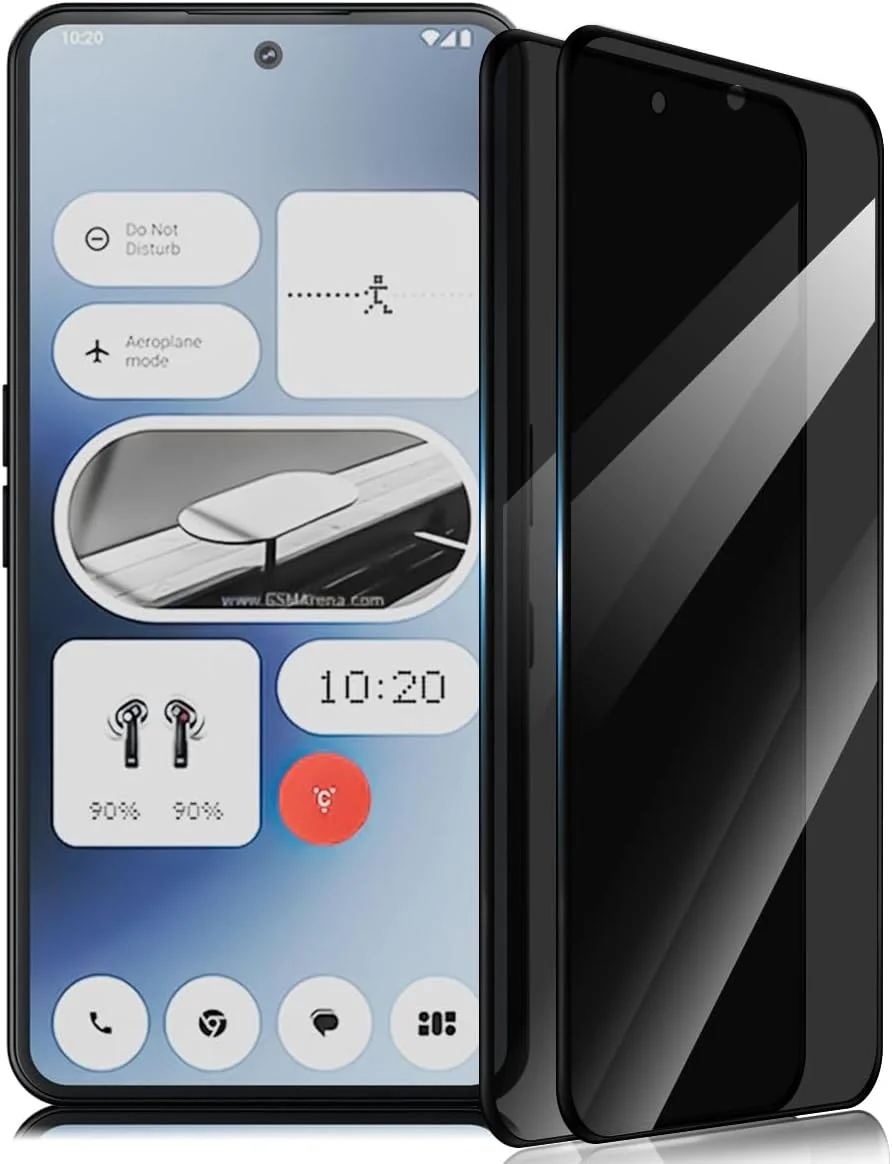 محافظ صفحه نمایش گلسو، بسته 2 عددی، سازگار با ناتینگ فون 3A/3A Pro، محافظ شیشه ای حرارت دیده، سختی 9H، ضد خش، فیلم ضد جاسوسی، محافظ صفحه نمایش حریم خصوصی برای ناتینگ فون 3A/3A Pro