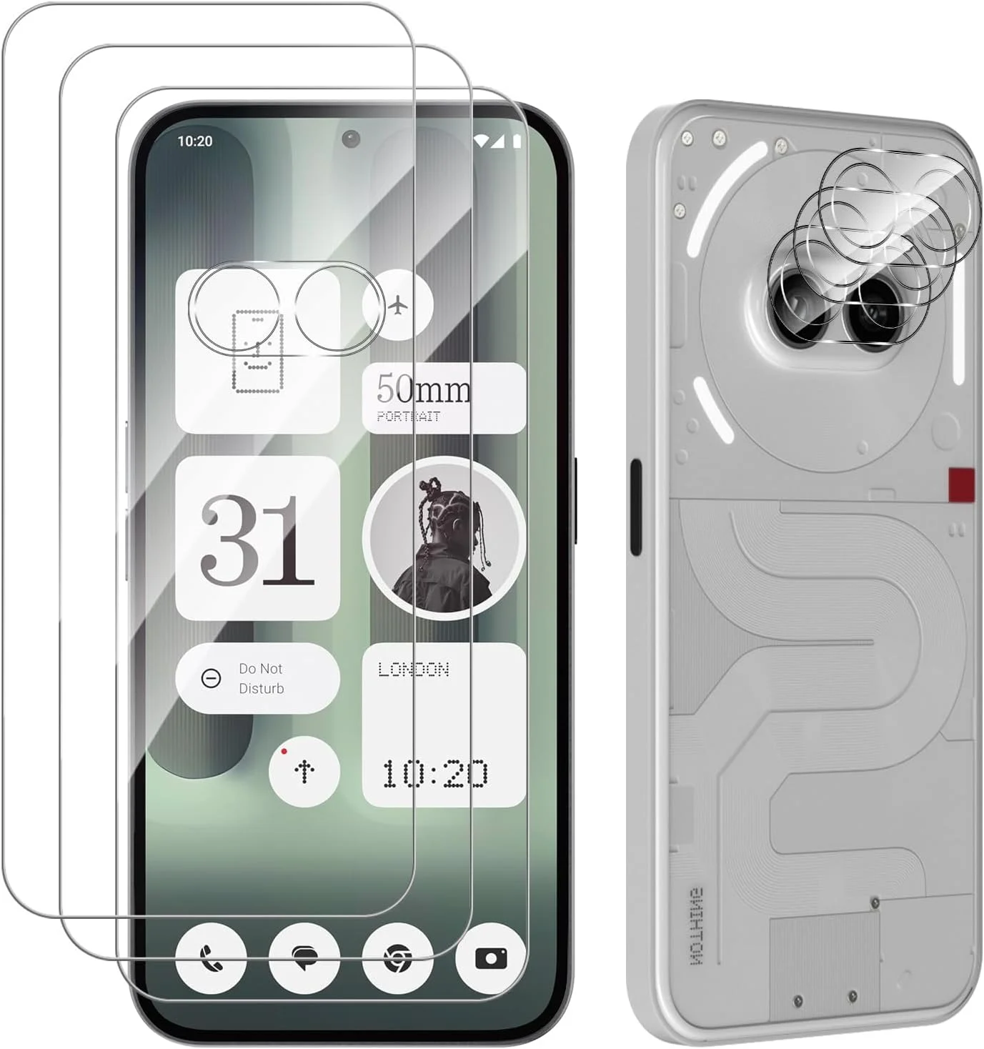 محافظ صفحه نمایش و محافظ لنز دوربین HeeYeal برای ناتینگ فون (2a) پلاس 5G، [3+3 عدد] سختی 9H، HD، ضد خش، شیشه حرارت دیده، شیشه حرارت دیده برای ناتینگ فون (2a) پلاس 5G