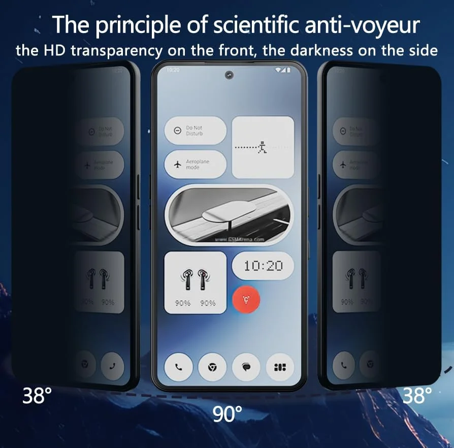 محافظ صفحه نمایش حریم خصوصی Teenrpov شیشه ای حرارت دیده برای ناتینگ فون 3a/3a Pro، محافظ صفحه نمایش ضد جاسوسی سازگار با ناتینگ فون 3a/3a Pro، فیلم محافظ صفحه نمایش ضد خش و بدون حباب - 1 عدد