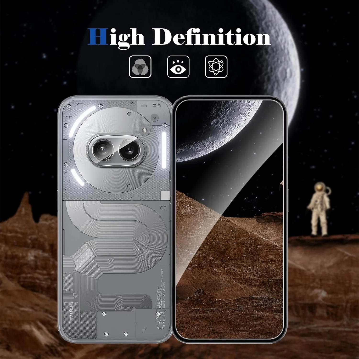 محافظ صفحه نمایش و محافظ لنز دوربین HeeYeal برای ناتینگ فون (2a) پلاس 5G، [3+3 عدد] سختی 9H، HD، ضد خش، شیشه حرارت دیده، شیشه حرارت دیده برای ناتینگ فون (2a) پلاس 5G