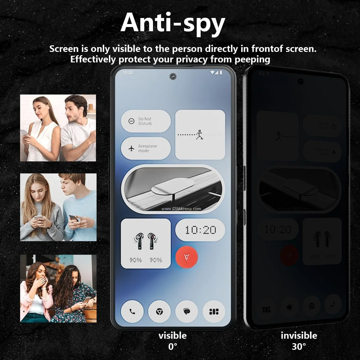 محافظ صفحه نمایش گلسو، بسته 2 عددی، سازگار با ناتینگ فون 3A/3A Pro، محافظ شیشه ای حرارت دیده، سختی 9H، ضد خش، فیلم ضد جاسوسی، محافظ صفحه نمایش حریم خصوصی برای ناتینگ فون 3A/3A Pro