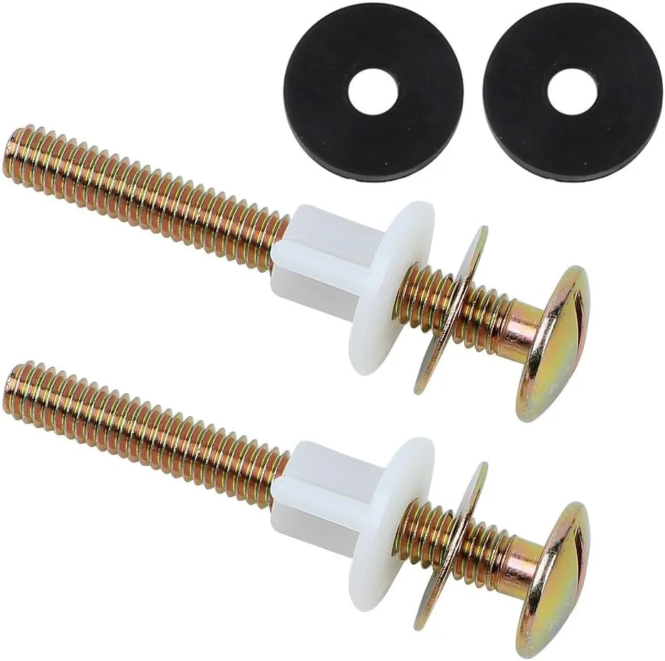 کیت جایگزینی پیچ های یونیورسال درب توالت، 2 عدد پیچ فولادی با واشرهای فلزی و مهره های پلاستیکی