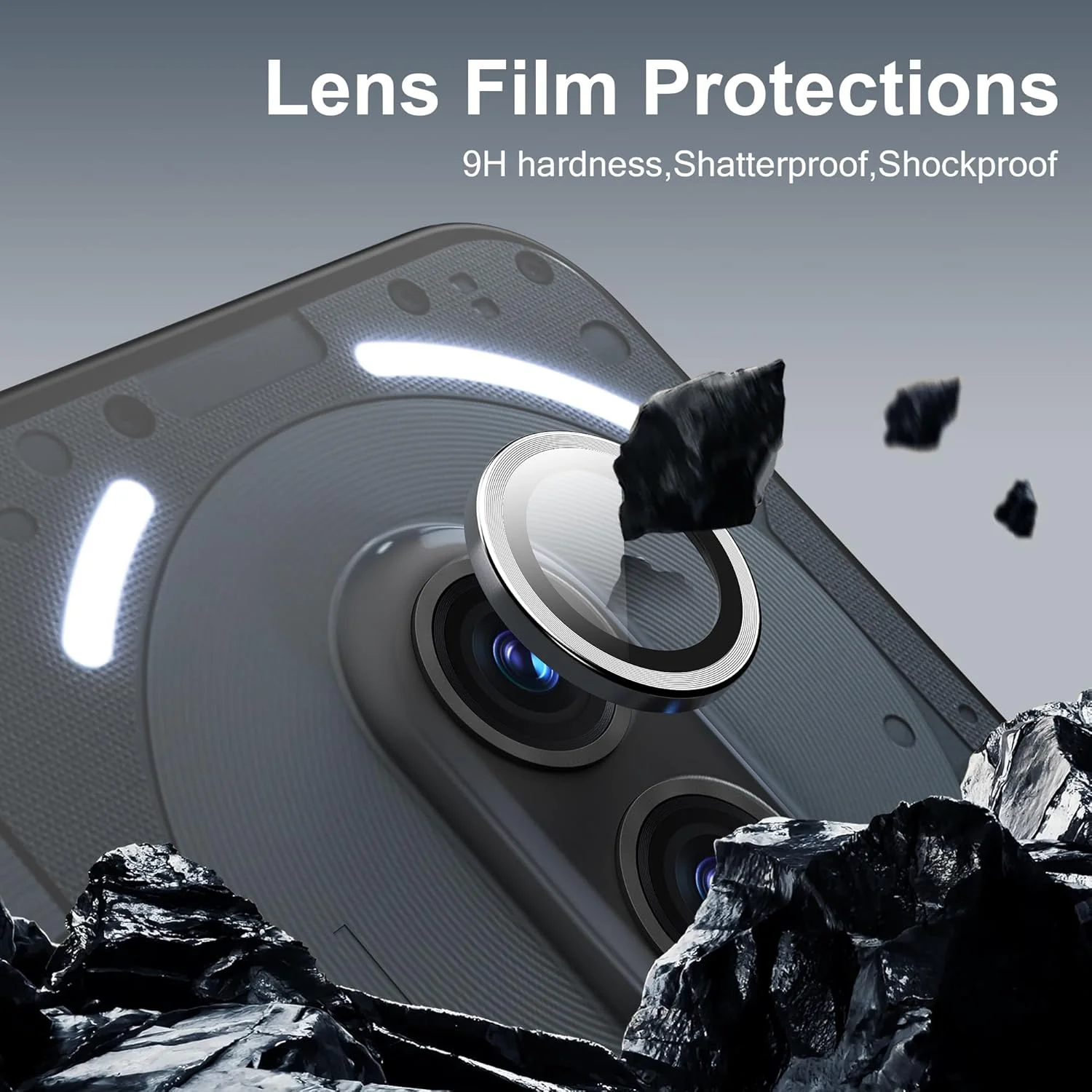 محافظ لنز شیشه ای تمپرد دوربین پشتی گوشی ناتینگ فون (2a) لمکسی، محافظت کامل HD از لنز، مقاوم در برابر خراش