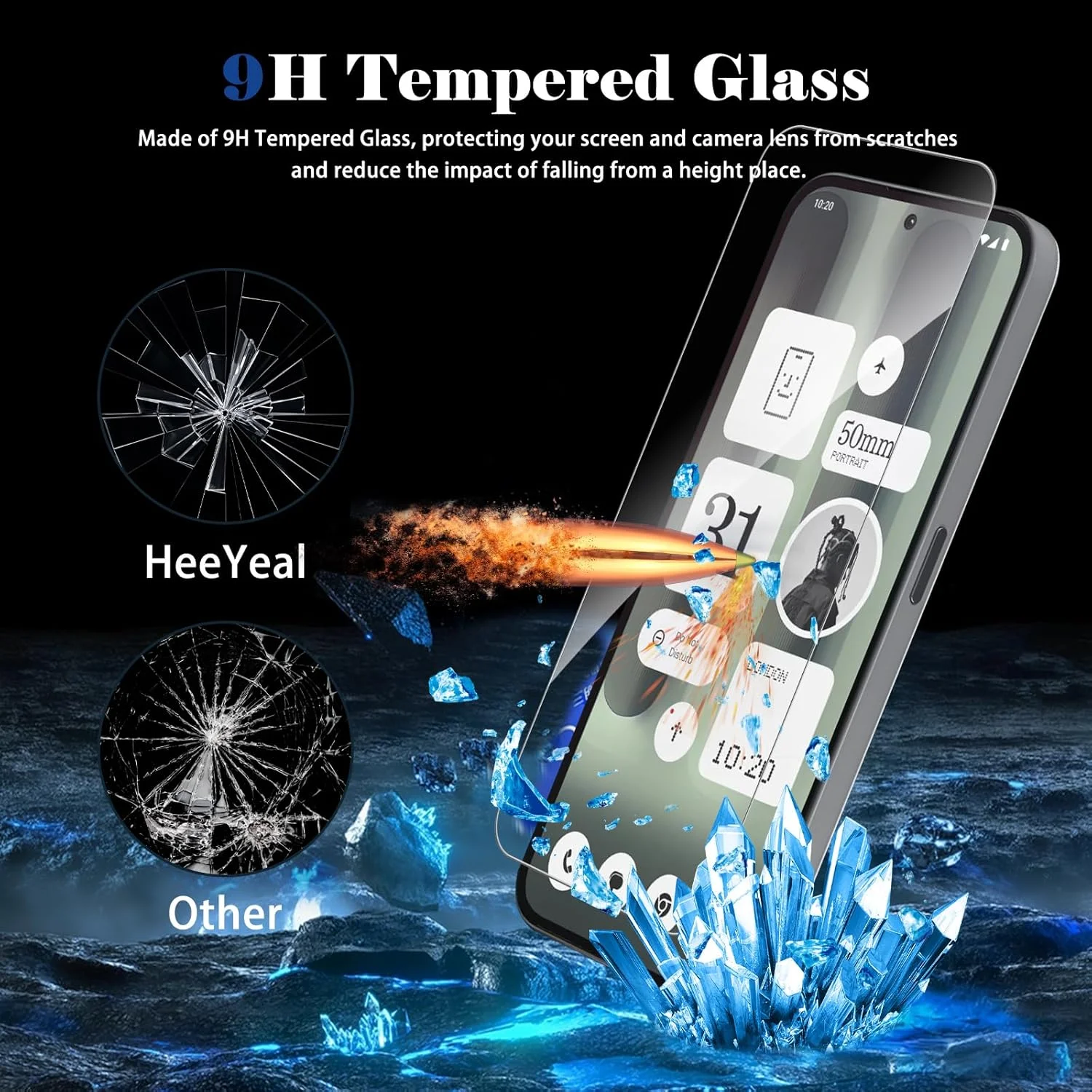 محافظ صفحه نمایش و محافظ لنز دوربین HeeYeal برای ناتینگ فون (2a) پلاس 5G، [3+3 عدد] سختی 9H، HD، ضد خش، شیشه حرارت دیده، شیشه حرارت دیده برای ناتینگ فون (2a) پلاس 5G