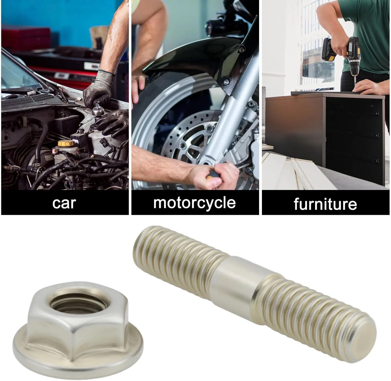 مجموعه 4 عددی پیچ استیل ضد زنگ LT Easiyl، پیچ و مهره M6 برای مبلمان خودرو و موتورسیکلت، M6 x 32 میلی متر مجموعه 4 عددی پیچ استیل ضد زنگ LT Easiyl، پیچ و مهره M6 برای مبلمان خودرو و موتورسیکلت، M6 x 32 میلی متر