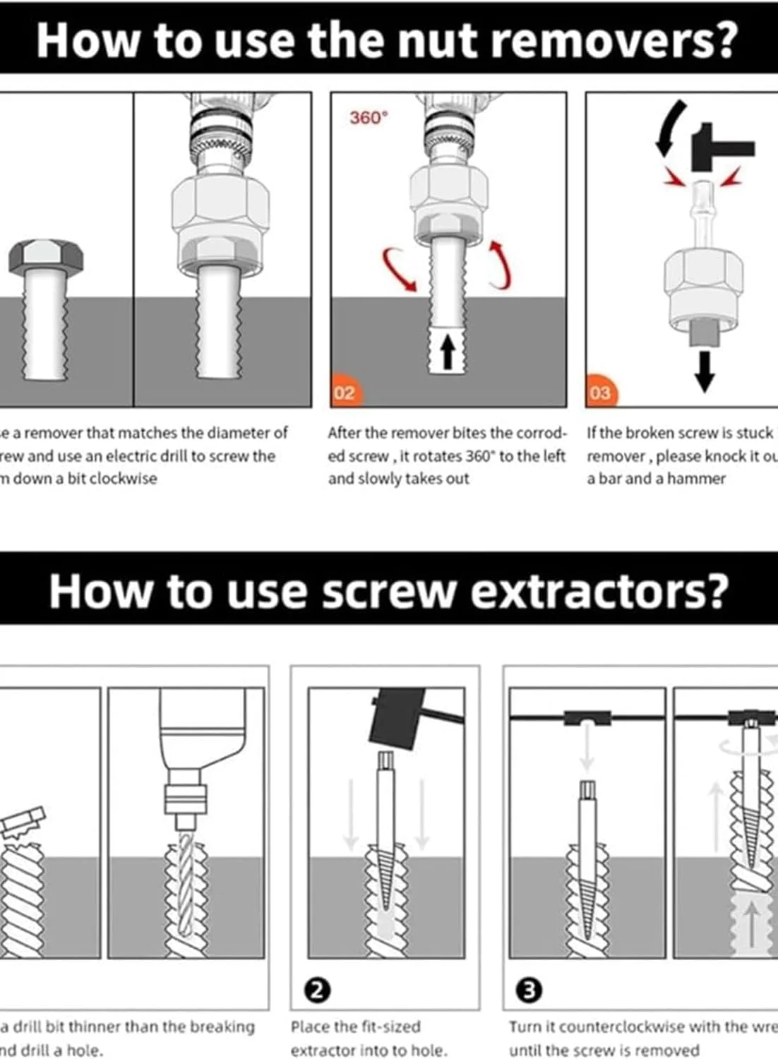 مجموعه 26 عددی ابزار استخراج مهره و پیچ شکسته، ابزار سخت افزاری فلزی برای جدا کردن پیچ های آسیب دیده مجموعه 26 عددی ابزار استخراج مهره و پیچ شکسته، ابزار سخت افزاری فلزی برای جدا کردن پیچ های آسیب دیده