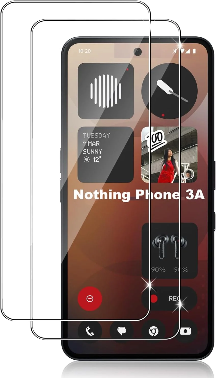 محافظ صفحه نمایش شیشه ای حرارت دیده دتری برای ناتینگ فون 3A/3A Pro، 2 عدد فیلم مقاوم، بدون حباب، وضوح فوق العاده HD سختی 9H ضد خش، محافظ صفحه نمایش 2.5D