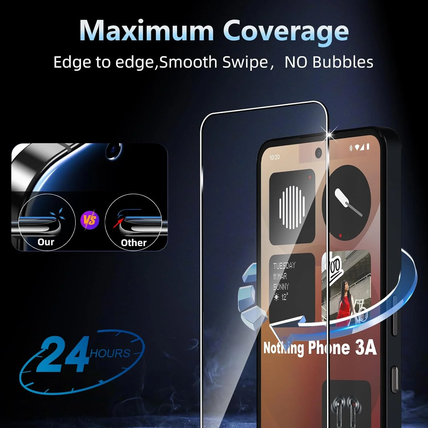 محافظ صفحه نمایش شیشه ای حرارت دیده دتری برای ناتینگ فون 3A/3A Pro، 2 عدد فیلم مقاوم، بدون حباب، وضوح فوق العاده HD سختی 9H ضد خش، محافظ صفحه نمایش 2.5D