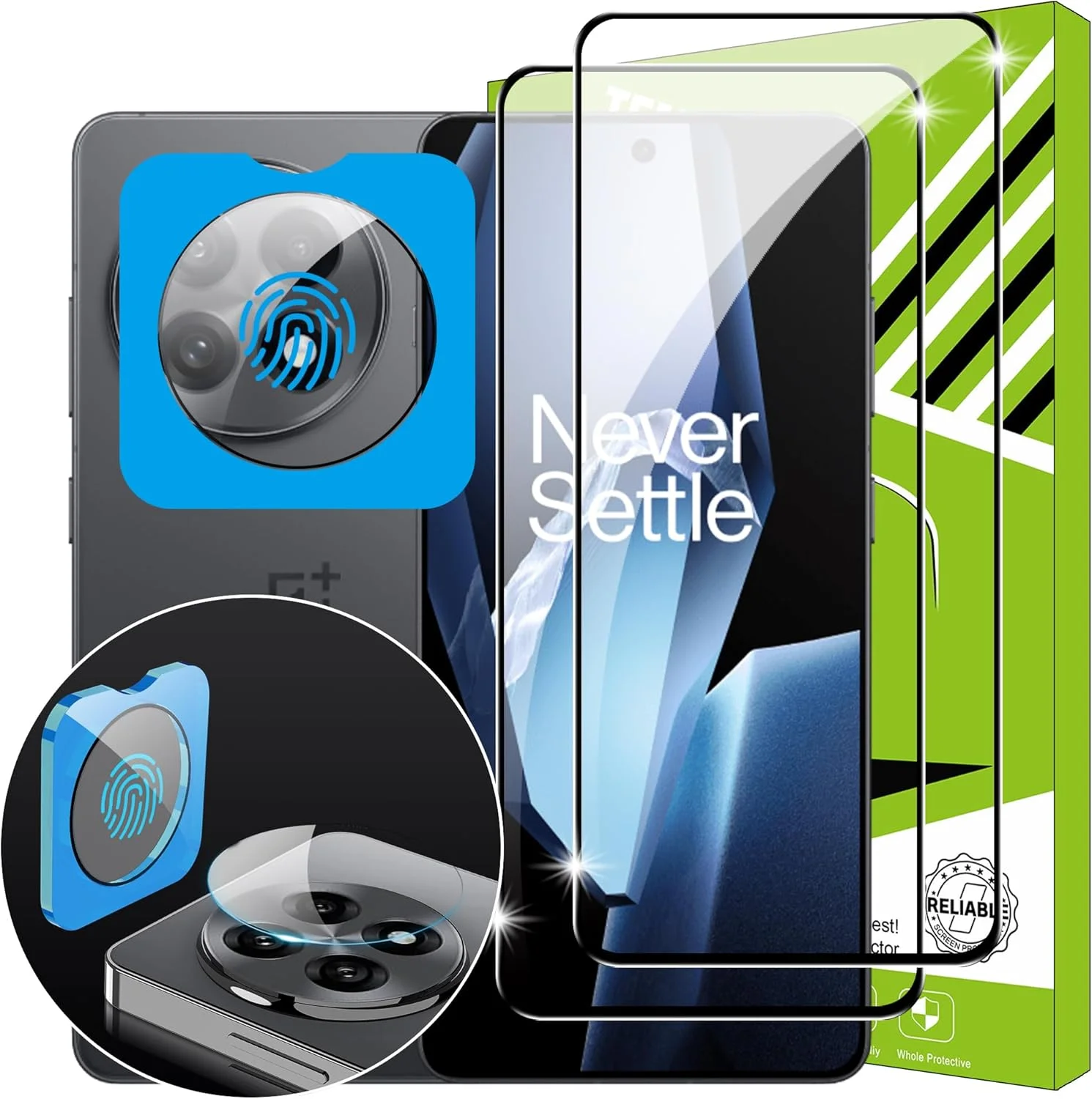 محافظ صفحه نمایش Lemxiee برای OnePlus 13R شیشه حرارت دیده [2+1 تکه] محافظ صفحه نمایش دوربین + فیلم محافظ صفحه نمایش با سختی HD 9H برای OnePlus 13R