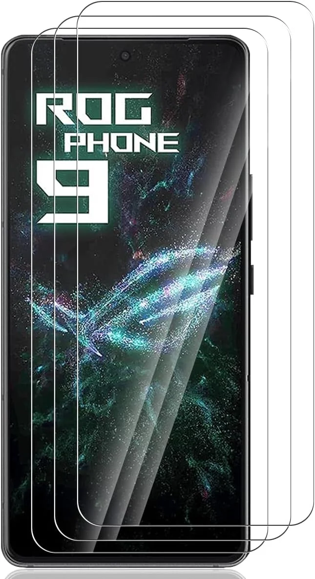 محافظ صفحه نمایش Yieehhow برای ASUS ROG Phone 9/ROG Phone 8، بسته 3 عددی شیشه حرارت دیده، سختی 9H، شفافیت 99.9٪، لمس حساس