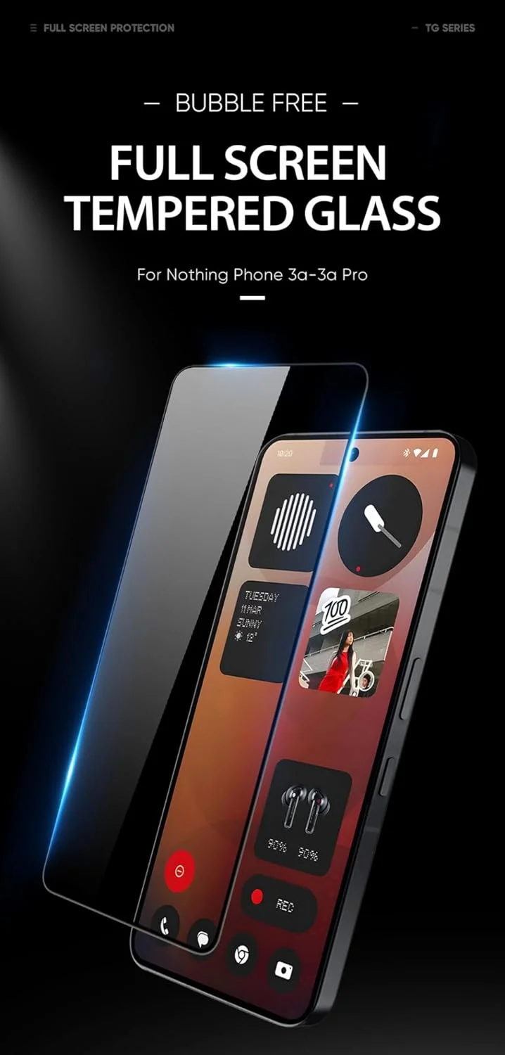 محافظ صفحه نمایش OIATROE [بسته 2 عددی] برای ناتینگ فون 3a/3a Pro، محافظ صفحه نمایش شیشه ای حرارت دیده ممتاز فوق العاده باریک HD 2.5D Pro-Fit - مشکی