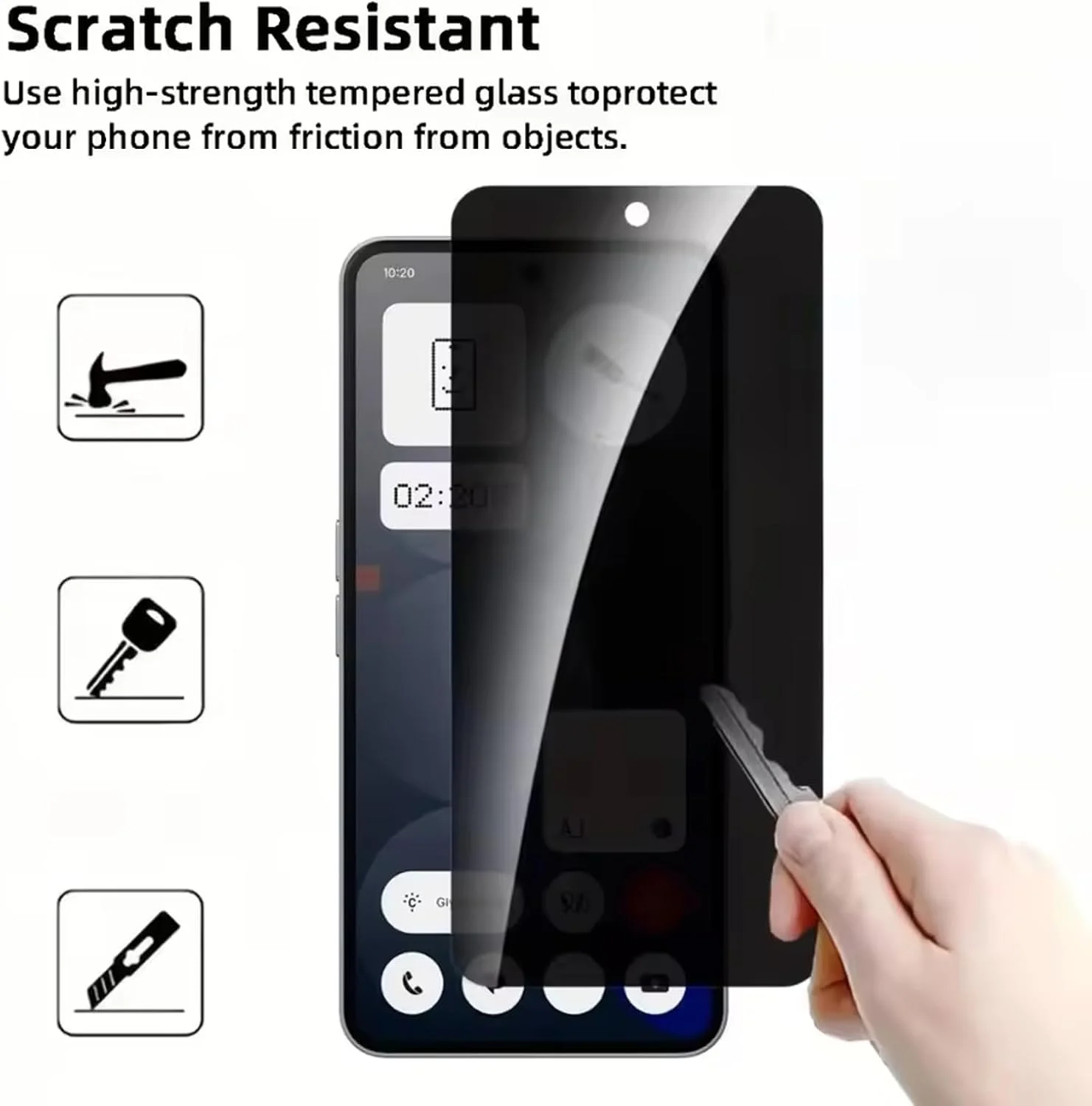 محافظ صفحه نمایش حریم خصوصی توجیبی (2 عددی) سازگار با ناتینگ فون 3a پرو، فیلم شیشه ای حرارت دیده، پوشش کامل، محافظ برچسب ضد جاسوسی، سازگار با قاب