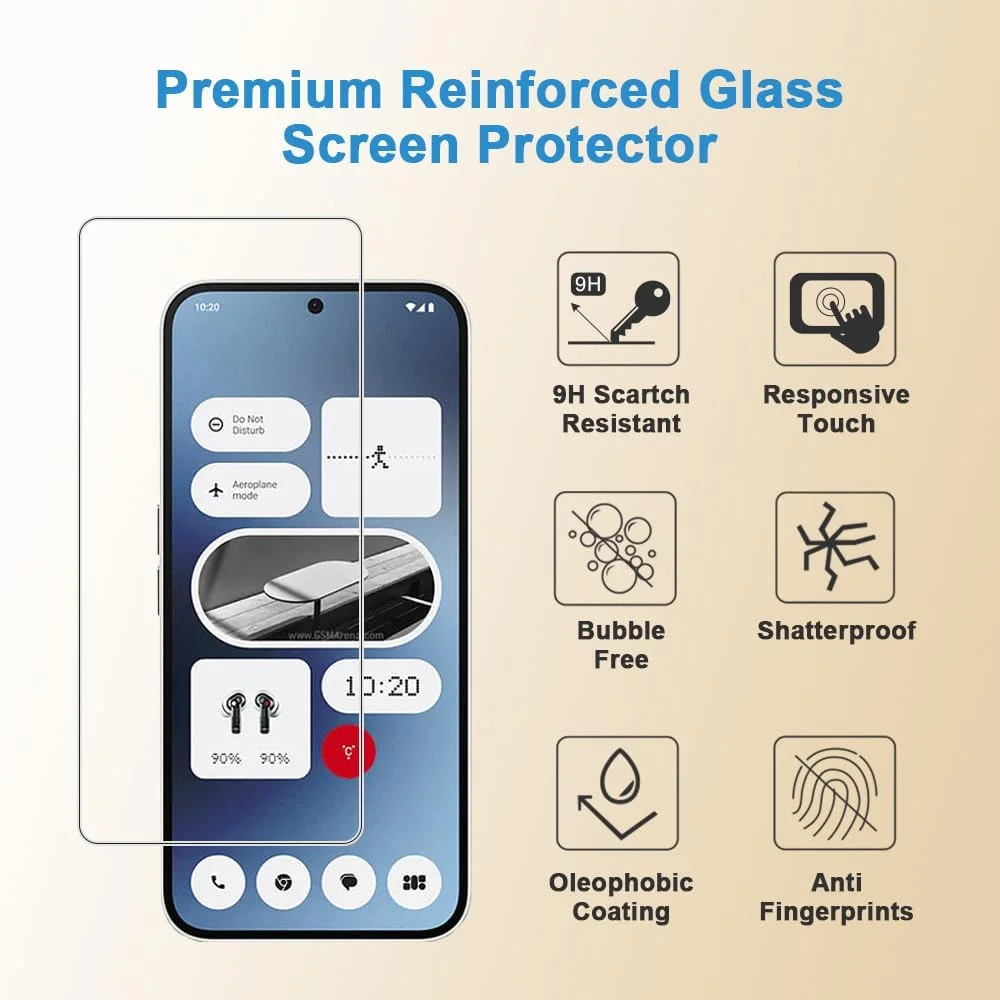 محافظ صفحه نمایش Shunwige برای Nothing Phone 2A، شیشه حرارت دیده، سختی 9H ضد خش، بدون حباب، نصب آسان و سازگار با قاب (1 عدد)