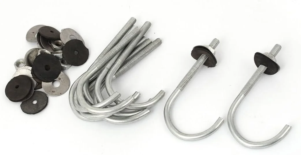 Aexit پیچ و مهره های لنگر قلاب دار با مهره شش گوش فلزی 6 میلی متری (سخت افزار ساختمانی) در اندازه 80 میلی متر، شکل گرد، 10 عدد Aexit پیچ و مهره های لنگر قلاب دار با مهره شش گوش فلزی 6 میلی متری (سخت افزار ساختمانی) در اندازه 80 میلی متر، شکل گرد، 10 عدد