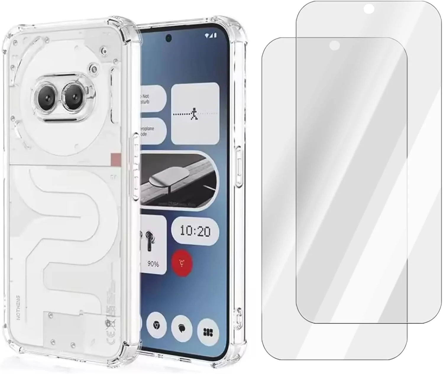 کاور محافظ گوشی ناتینگ فون 3a مدل Tujibeay (شامل 1 عدد کاور و 2 عدد محافظ صفحه نمایش شیشه ای حرارت دیده) کاور TPU نرم و شفاف