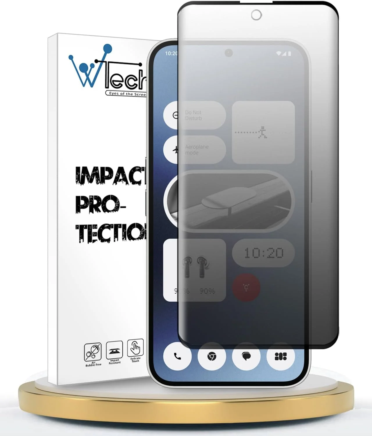 محافظ صفحه نمایش برای ناتینگ فون (2a) 5G 2024 (شیشه حرارت دیده WTech Premium E2E Privacy Full Glue Full Cover - شفاف/مشکی)