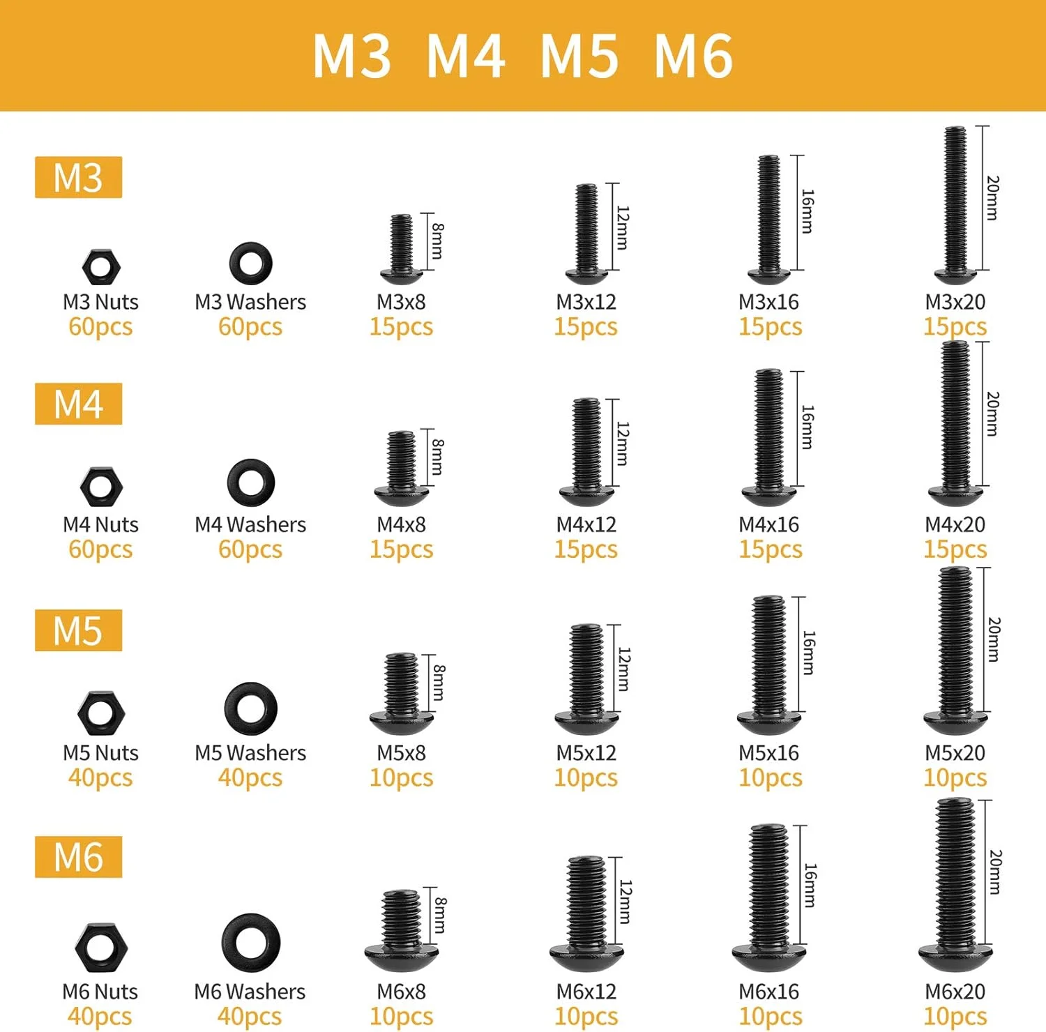 مجموعه 600 عددی پیچ های فولادی کربنی VIGRUE شامل پیچ های M3 M4 M5 M6 با سر گرد و سوکت شش گوش به همراه مهره، واشر و آچار آلن در جعبه دسته بندی شده مجموعه 600 عددی پیچ های فولادی کربنی VIGRUE شامل پیچ های M3 M4 M5 M6 با سر گرد و سوکت شش گوش به همراه مهره، واشر و آچار آلن در جعبه دسته بندی شده