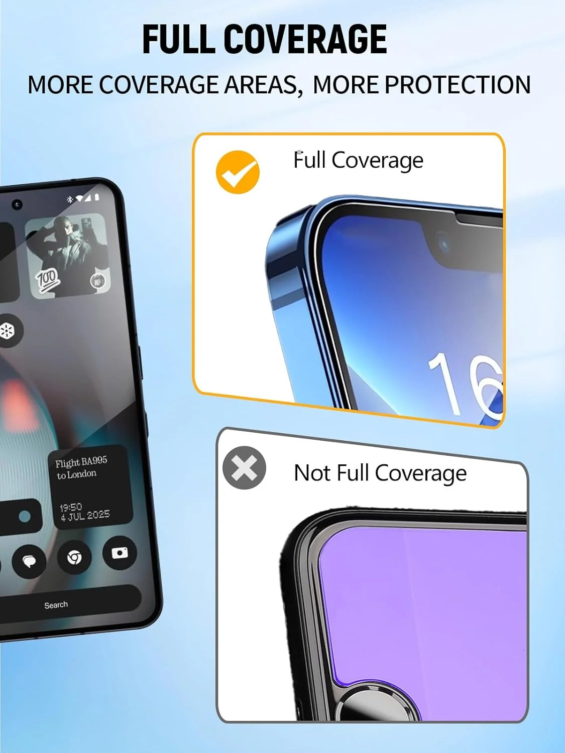 محافظ صفحه نمایش FJIASTB برای گوشی موبایل ناتینگ فون (3)، پوشش کامل لبه مشکی، فیلم شیشه ای حرارت دیده نصب آسان، بدون حباب، سازگار با قاب، ضد خش 9H، بسته 2 عددی