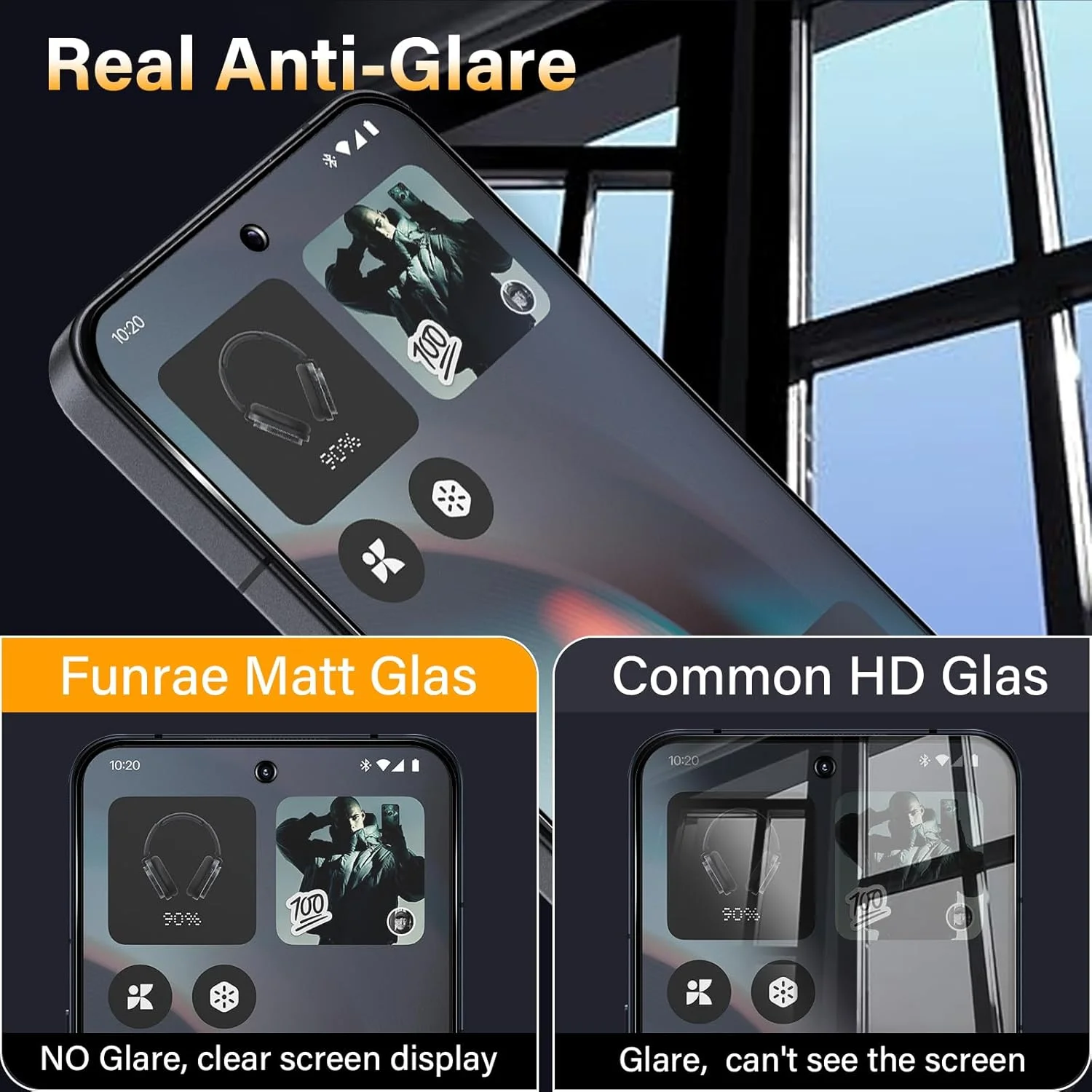 محافظ صفحه نمایش مات فول کاور Funrae برای Nothing Phone (3) [2 عدد]، شیشه حرارت دیده مات ضد خش با سختی 9H، محافظ صفحه نمایش مات ضد اثر انگشت و ضد تابش