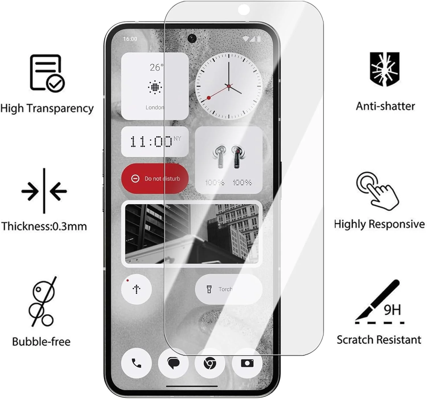 کاور محافظ گوشی ناتینگ فون 3a مدل Tujibeay (شامل 1 عدد کاور و 2 عدد محافظ صفحه نمایش شیشه ای حرارت دیده) کاور TPU نرم و شفاف