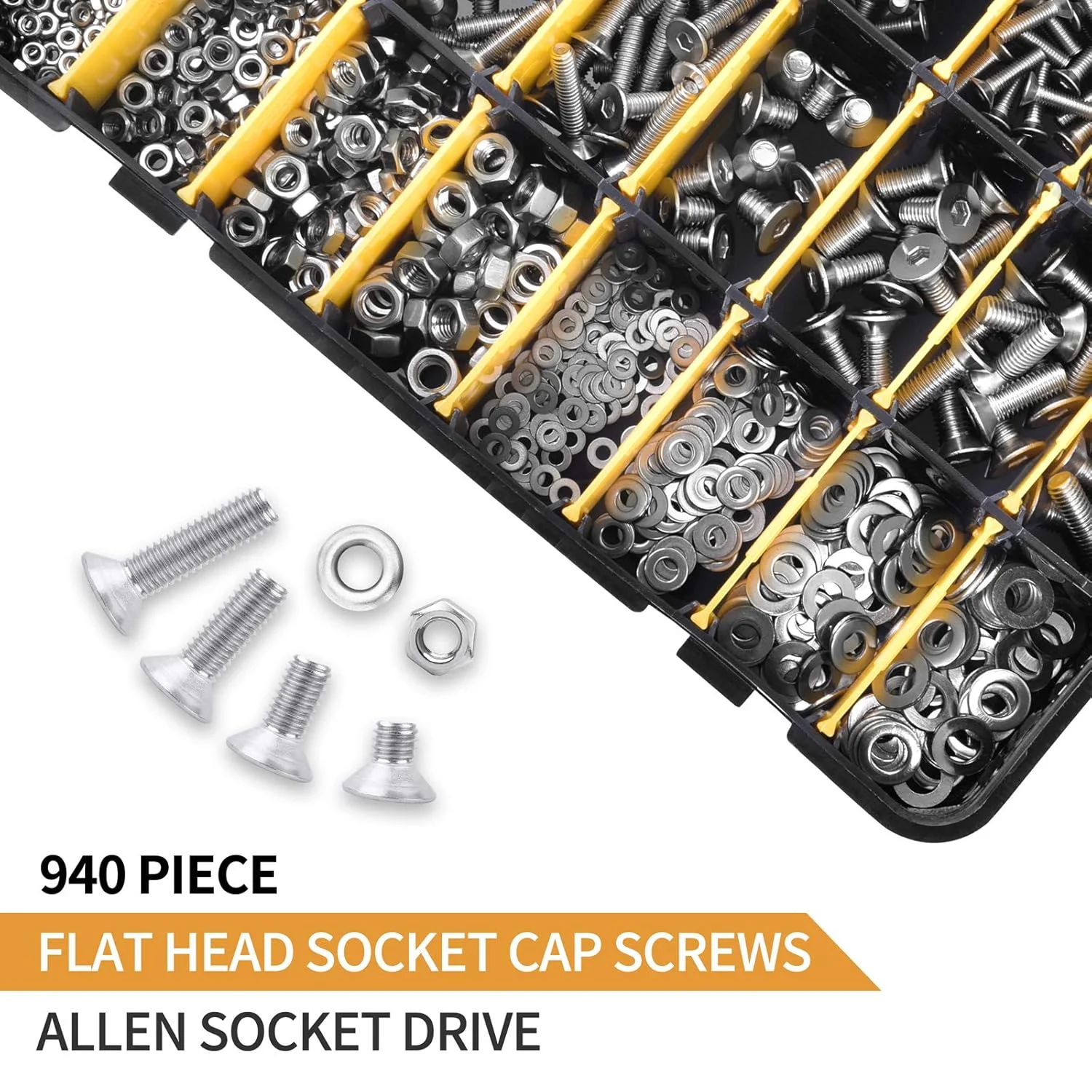 مجموعه پیچ 940 عددی VIGRUE M2 M3 M4 M5، مجموعه پیچ های رزوه ای سوکت شش گوش با مهره، واشر و آچار آلن در جعبه دسته بندی مجموعه پیچ 940 عددی VIGRUE M2 M3 M4 M5، مجموعه پیچ های رزوه ای سوکت شش گوش با مهره، واشر و آچار آلن در جعبه دسته بندی