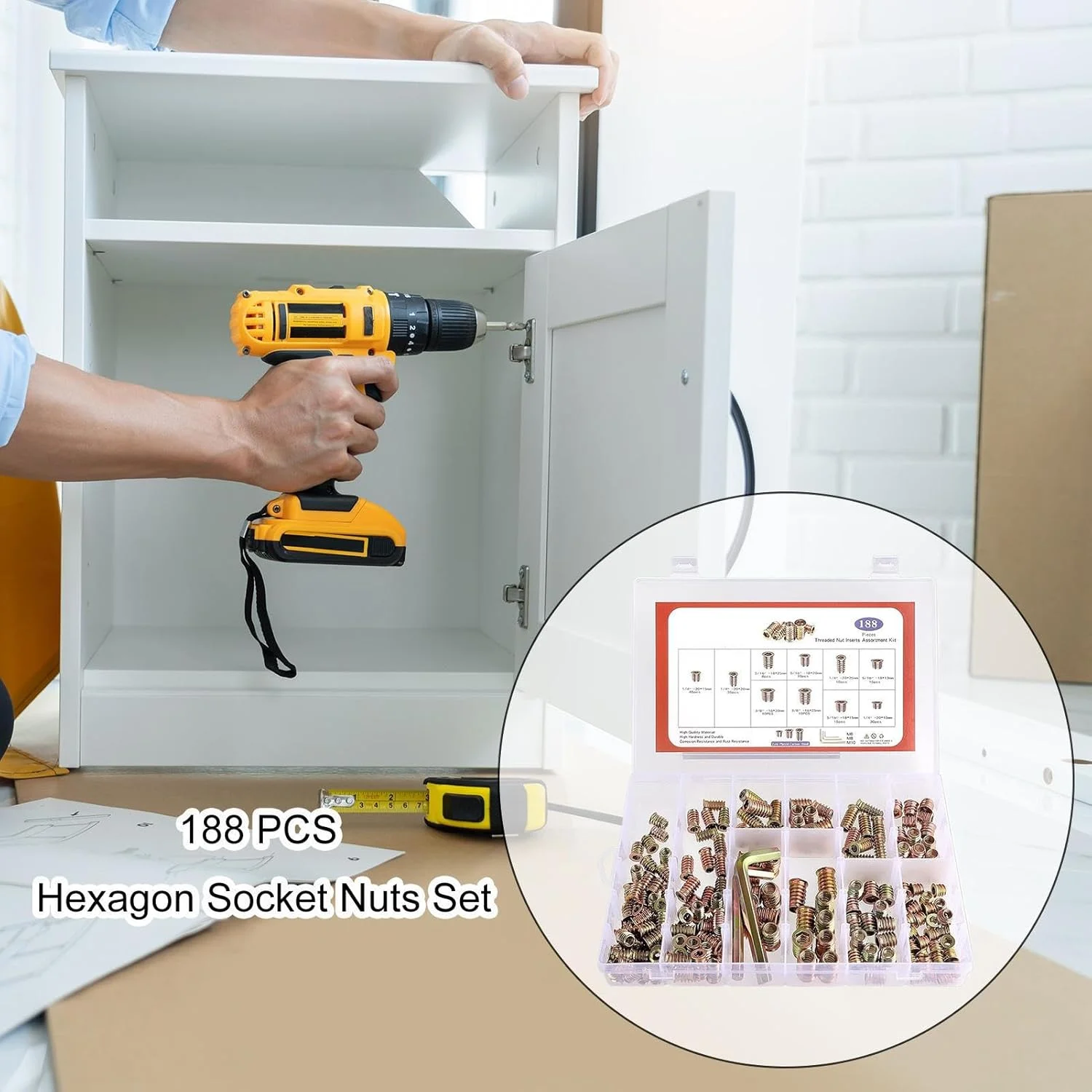 مجموعه مهره های سوکت شش گوش | کیت مهره های شش گوش سوکت برای خانه - سخت افزار خانگی، مجموعه بست پیچ و مهره با آچار شش گوش برای چوب، تخته سه لایی، تخته فیبر مجموعه مهره های سوکت شش گوش | کیت مهره های شش گوش سوکت برای خانه - سخت افزار خانگی، مجموعه بست پیچ و مهره با آچار شش گوش برای چوب، تخته سه لایی، تخته فیبر