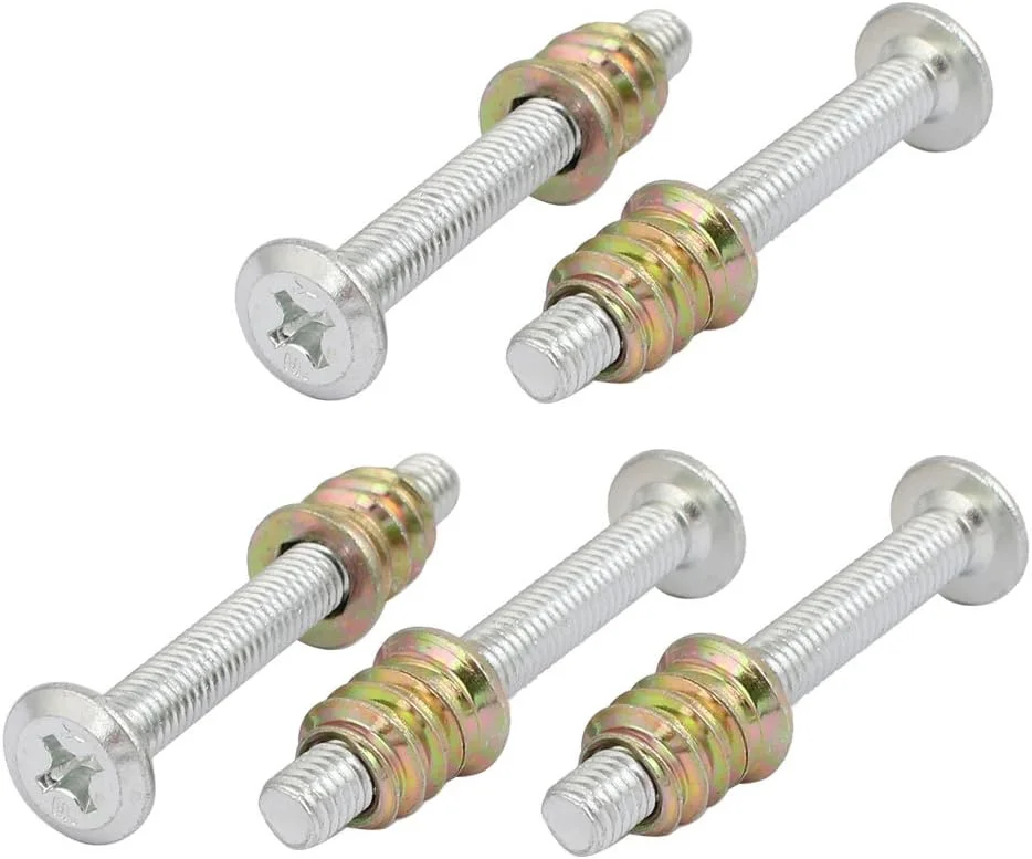 Aexit 5 عدد اتصالات اتصال دهنده مبلمان چوبی M6x50 میلی متر برای پیچ فیلیپس با مهره درج Aexit 5 عدد اتصالات اتصال دهنده مبلمان چوبی M6x50 میلی متر برای پیچ فیلیپس با مهره درج