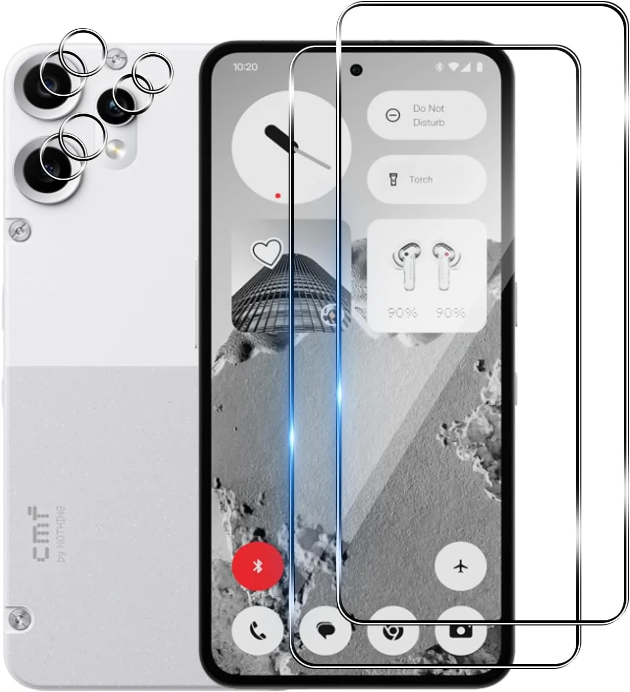 محافظ صفحه نمایش شیشه ای حرارت دیده Bihizei برای گوشی ناتینگ CMF Phone 2 Pro، شامل 2 عدد محافظ صفحه و 2 عدد محافظ لنز دوربین پشتی، سختی 9H، ضد خش، HD